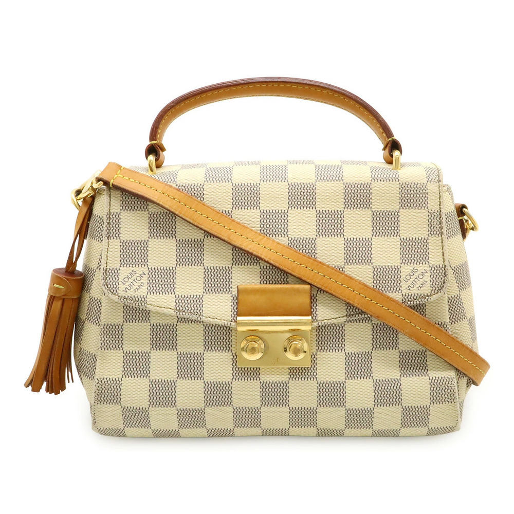 LOUIS VUITTON Damier Azur White Croisette 2way Shoulder Bag Crossbody